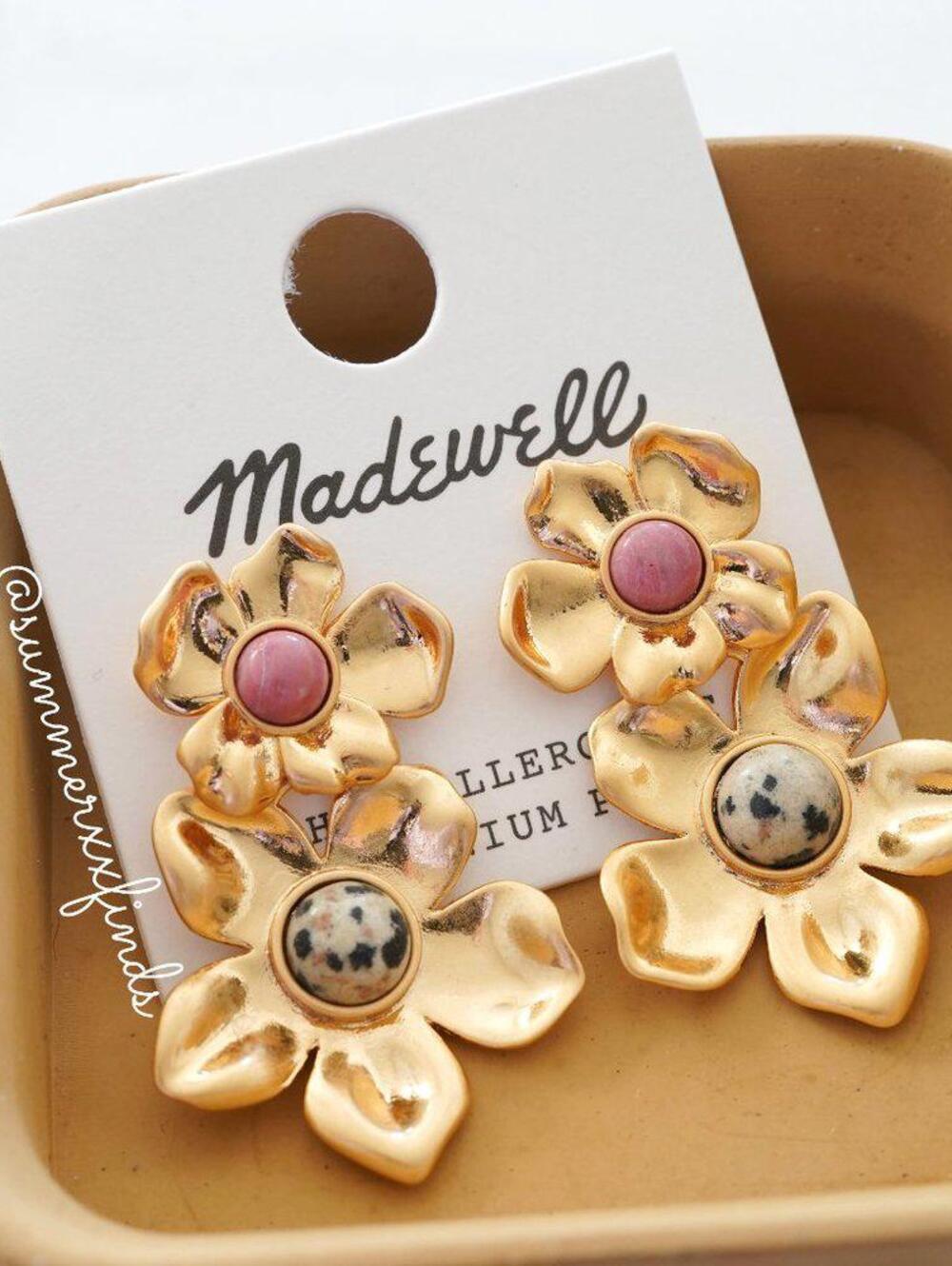 Madewell Jasper Flower Statement Earrings